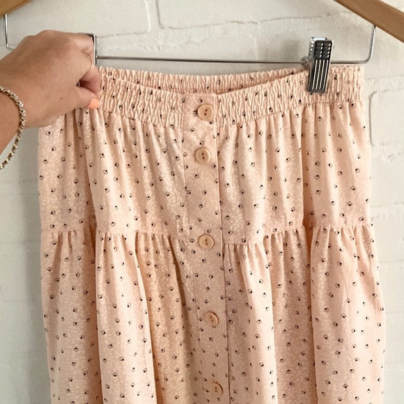 Vintage 80s Skirt Button down Pastel Peach Pockets Drop Waist Sz 4 Petites - Picture 3 of 13
